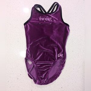SWEET GK Elite AXS Extra Small Gymnastics Dance Leotard ULTRA SOFT Plum Velour